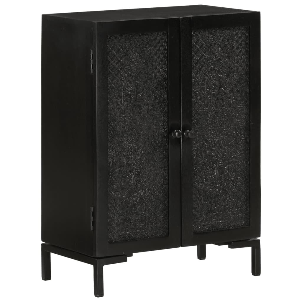 vidaXL Ντουλάπι Μαύρο 55x30x77 εκ. από Μασίφ Ξύλο Μάνγκο και Σίδηρο