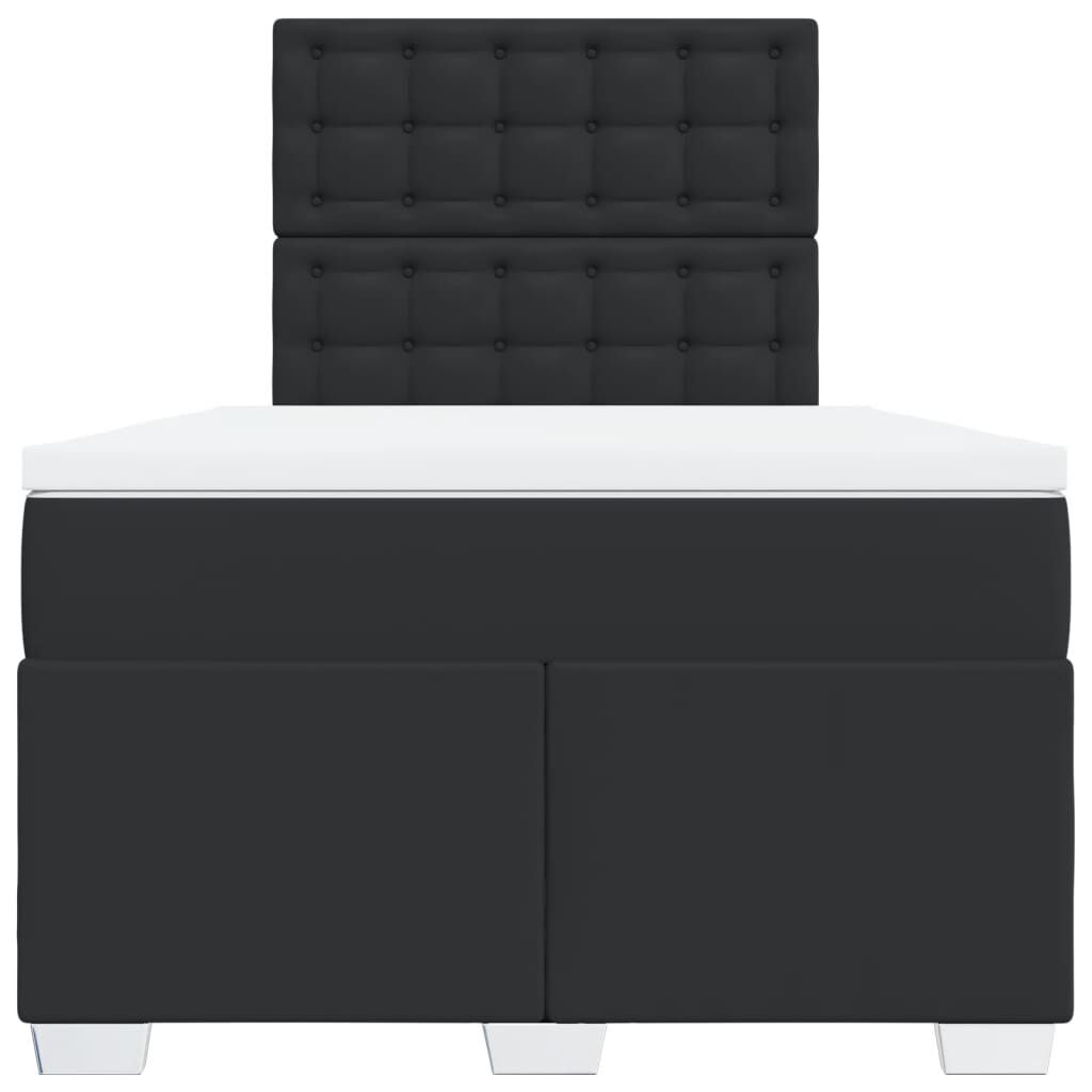 vidaXL Κρεβάτι Boxspring με Στρώμα Μαύρο 120x190εκ.από Συνθετικό Δέρμα