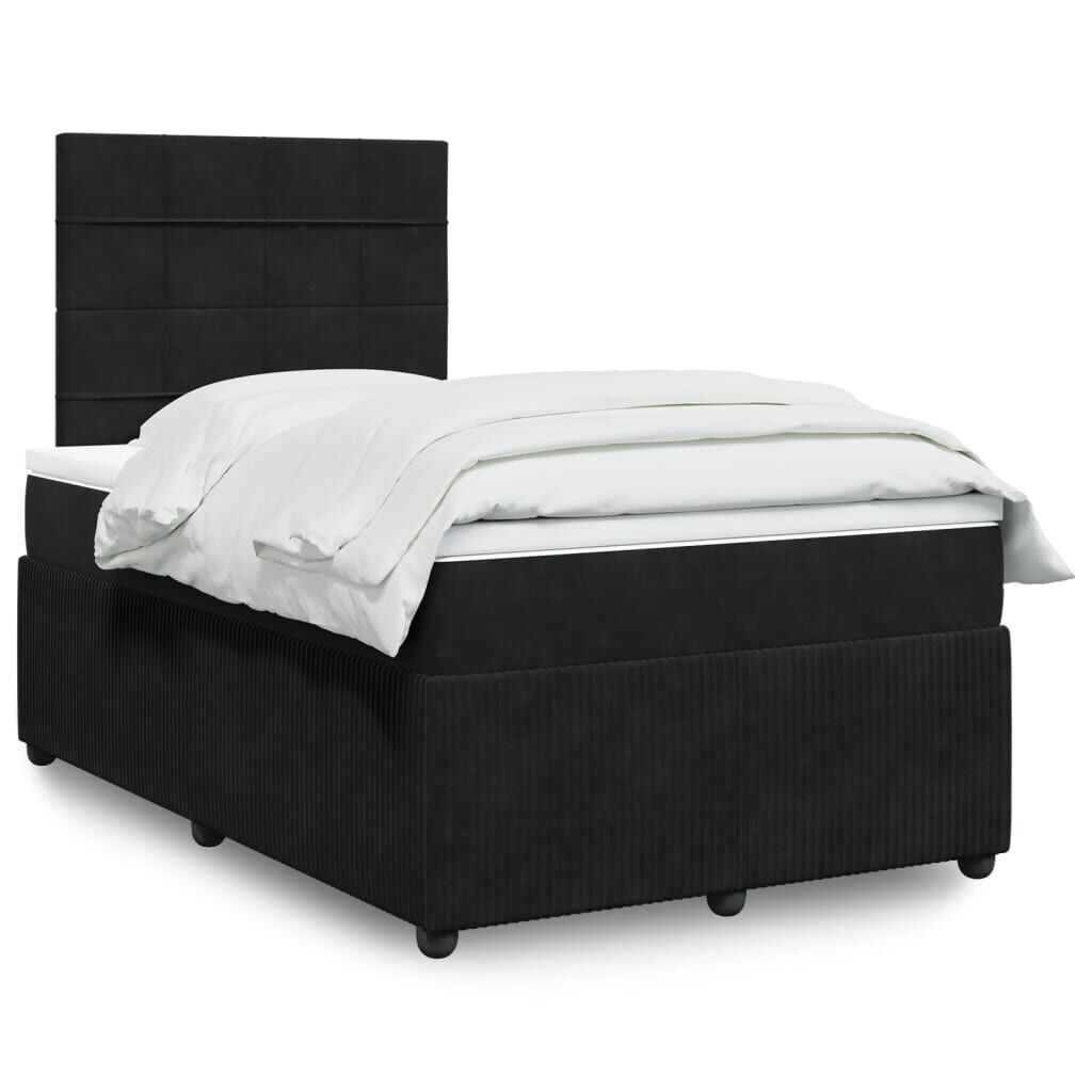 vidaXL Κρεβάτι Boxspring με Στρώμα Μαύρο 120 x 200 εκ. Βελούδινο
