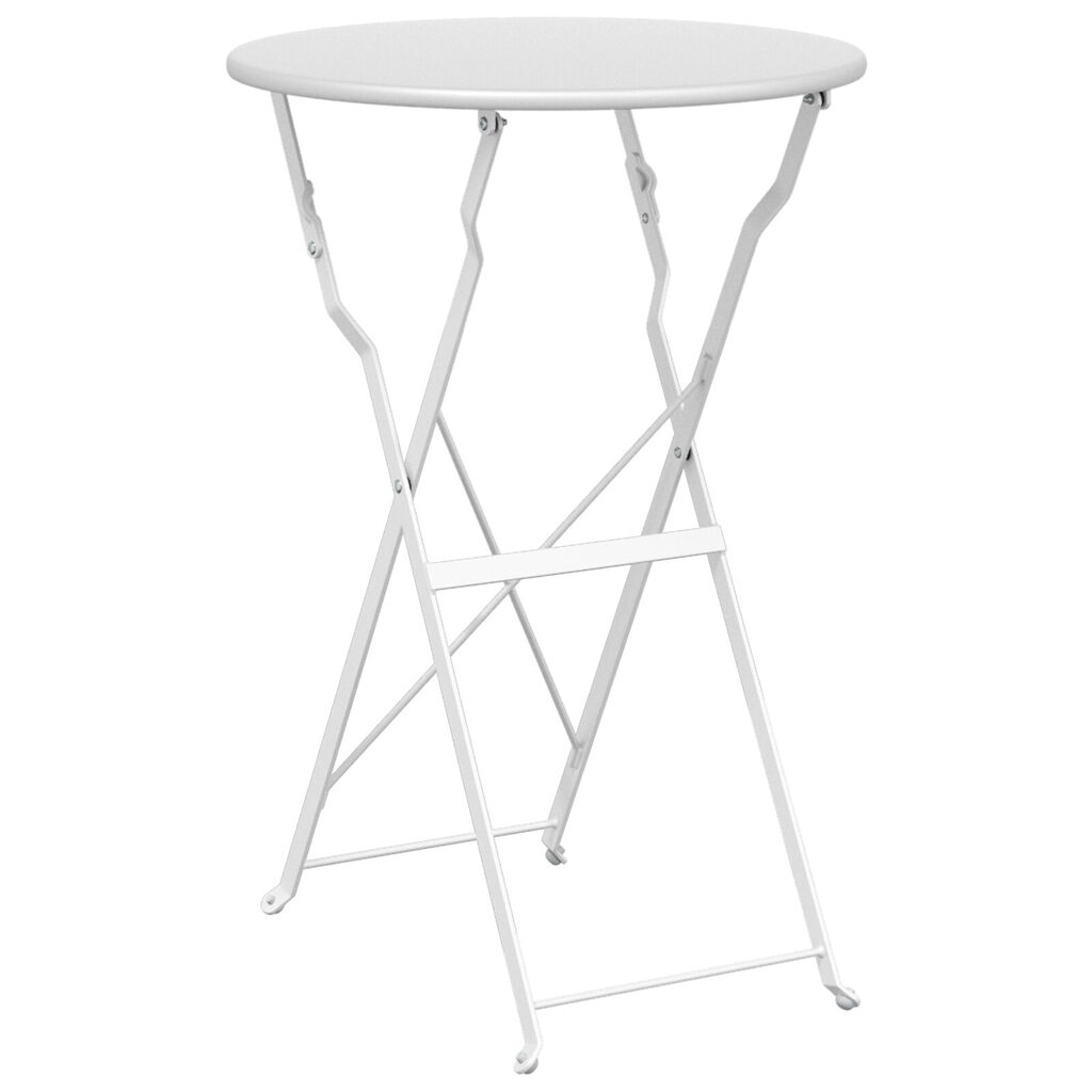 vidaXL τραπέζι bistro πτυσσόμενο λευκό Ø50x71 εκ. από βαμμένο ατσάλι