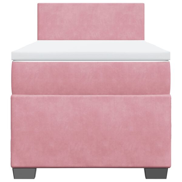 vidaXL Κρεβάτι Boxspring με Στρώμα Ροζ 90x190 εκ. Βελούδινο