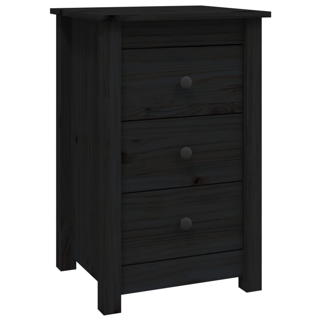 vidaXL Κομοδίνο Μαύρο 40 x 35 x 61,5 εκ. από Μασίφ Ξύλο Πεύκου