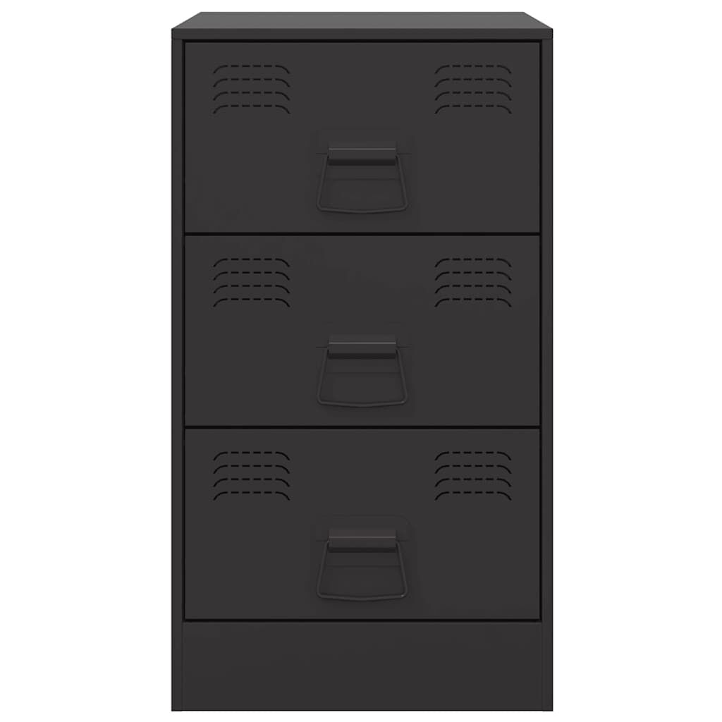 vidaXL Κομοδίνο Μαύρο 34,5x39x62 εκ. από Χάλυβα