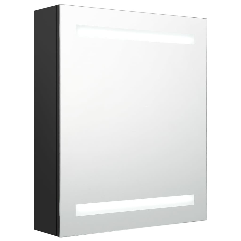 vidaXL Καθρέφτης Μπάνιου με Ντουλάπι / LED Μαύρο 50 x 14 x 60 εκ.