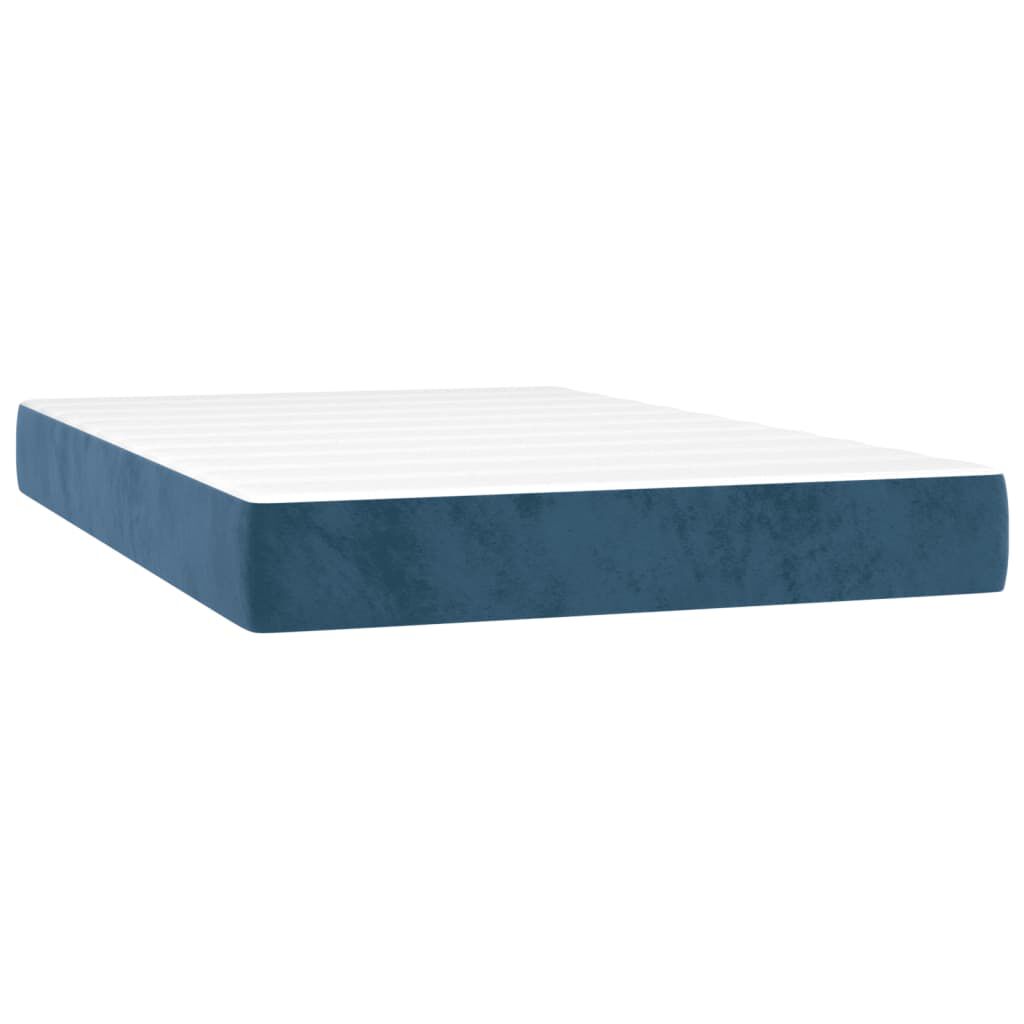 vidaXL Κρεβάτι Boxspring με Στρώμα & LED Σκ. Μπλε 120x200εκ. Βελούδινο