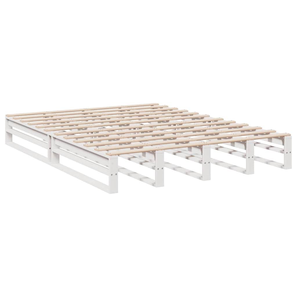 vidaXL Κρεβάτι Βιβλιοθήκη Χωρίς Στρώμα Λευκό 135x190 εκ Μασίφ Πεύκο