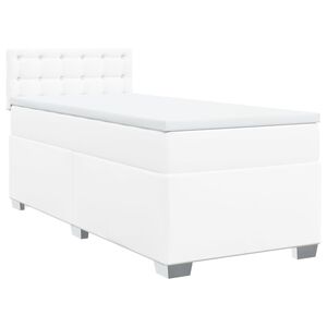 vidaXL Κρεβάτι Boxspring με Στρώμα Λευκό 90x200εκ. από Συνθετικό Δέρμα