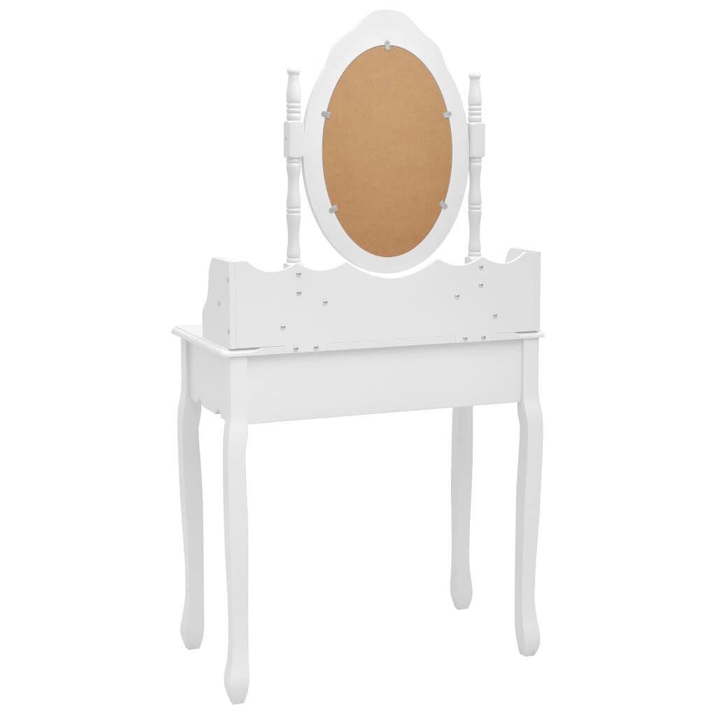 vidaXL Μπουντουάρ με Σκαμπό Λευκό 75 x 69 x 140 εκ. Ξύλο Παυλώνιας
