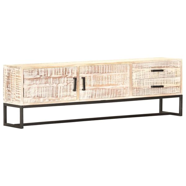 vidaXL Έπιπλο Τηλεόρασης Λευκό 140 x 30 x 45 εκ. Μασίφ Ξύλο Ακακίας