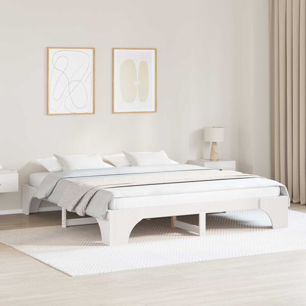 vidaXL Κρεβάτι Λευκό Ξύλο 180 x 200 εκ. Κρεβάτι Ορθογώνιο Μοντέρνο