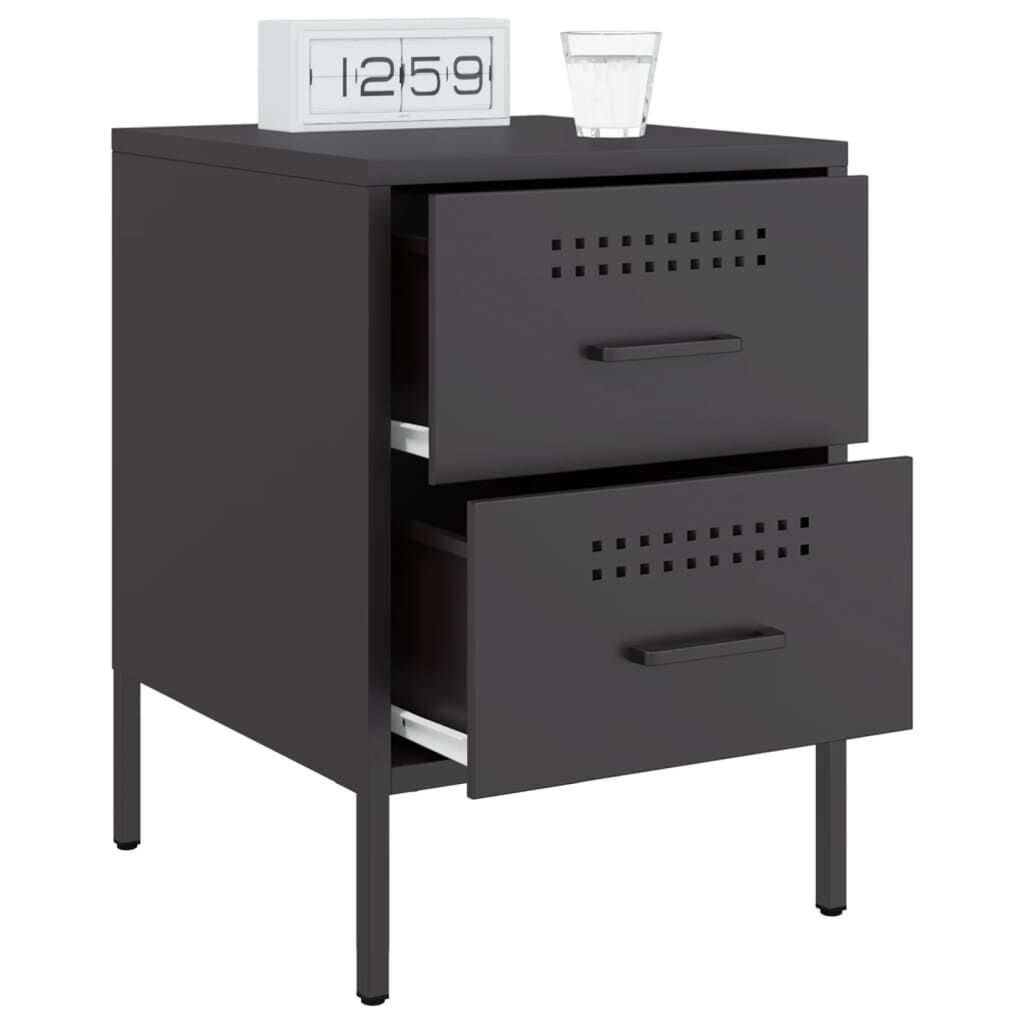 vidaXL Κομοδίνο Μαύρο 36x39x50,5 εκ. από Χάλυβα