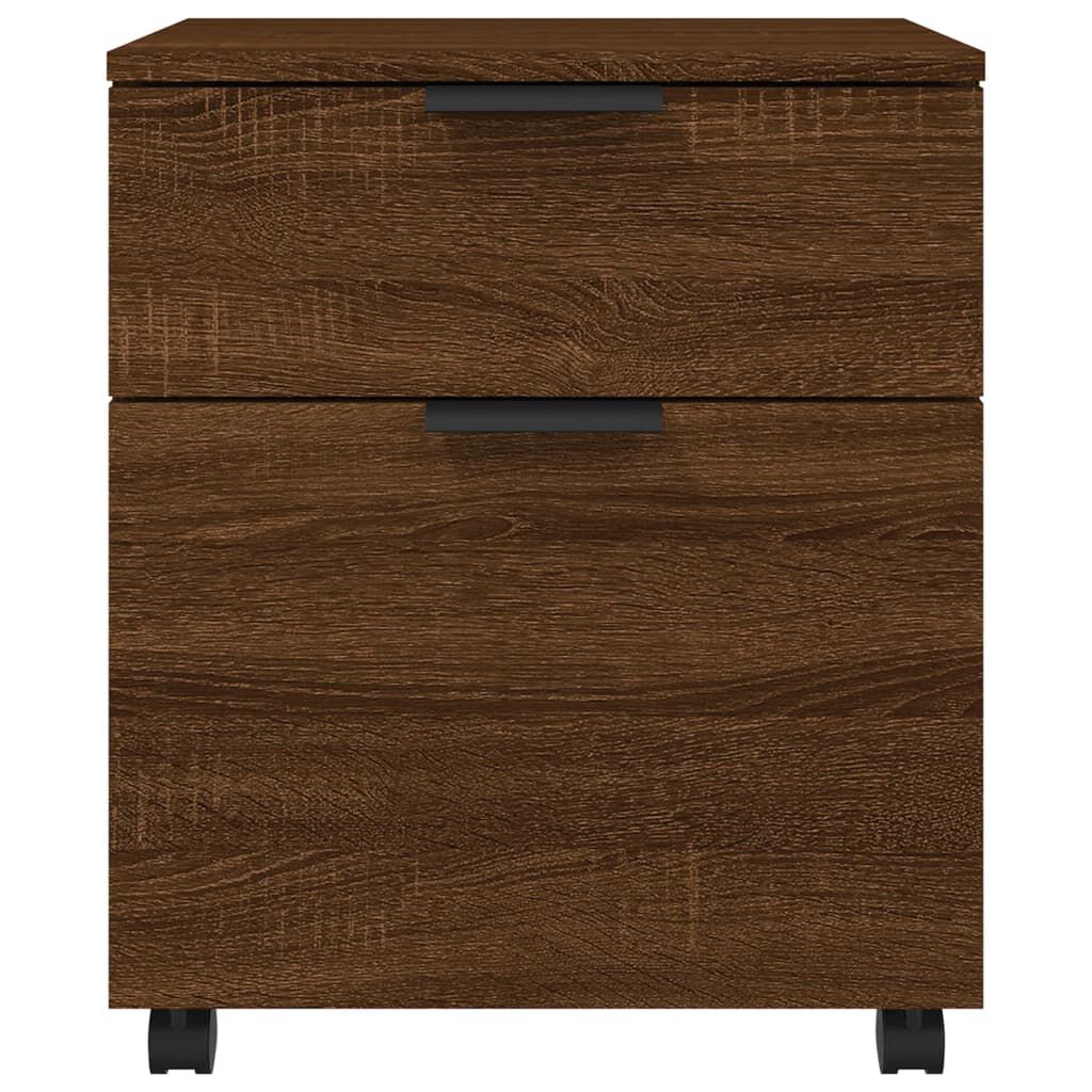 vidaXL Αρχειοθήκη Φορητή Καφέ Δρυς 45x38x54 εκ. Επεξ. Ξύλο με Ρόδες