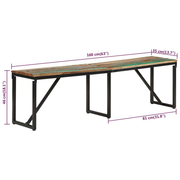 vidaXL Πάγκος 160 x 35 x 46 εκ. από Μασίφ Ανακυκλωμένο Ξύλο