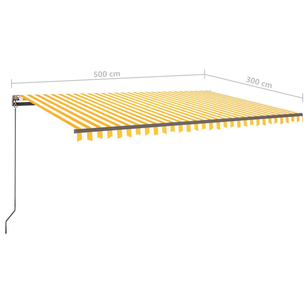 vidaXL Τέντα Αυτόματη με LED & Αισθητήρα Ανέμου Κίτρινο/Λευκό 5x3 μ.