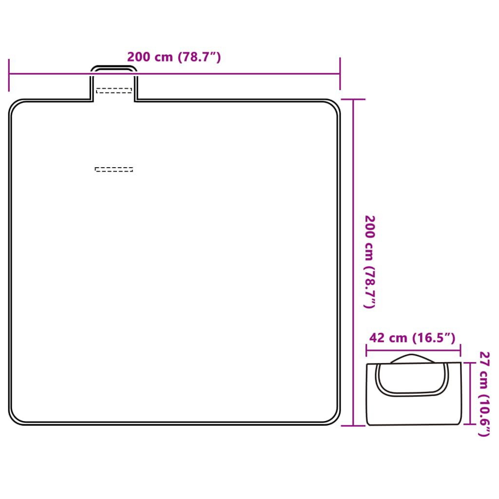 vidaXL Κουβέρτα Πικ-Νικ Πτυσσόμενη Μπλε Κύμα 200x200 εκ. Βελούδινη