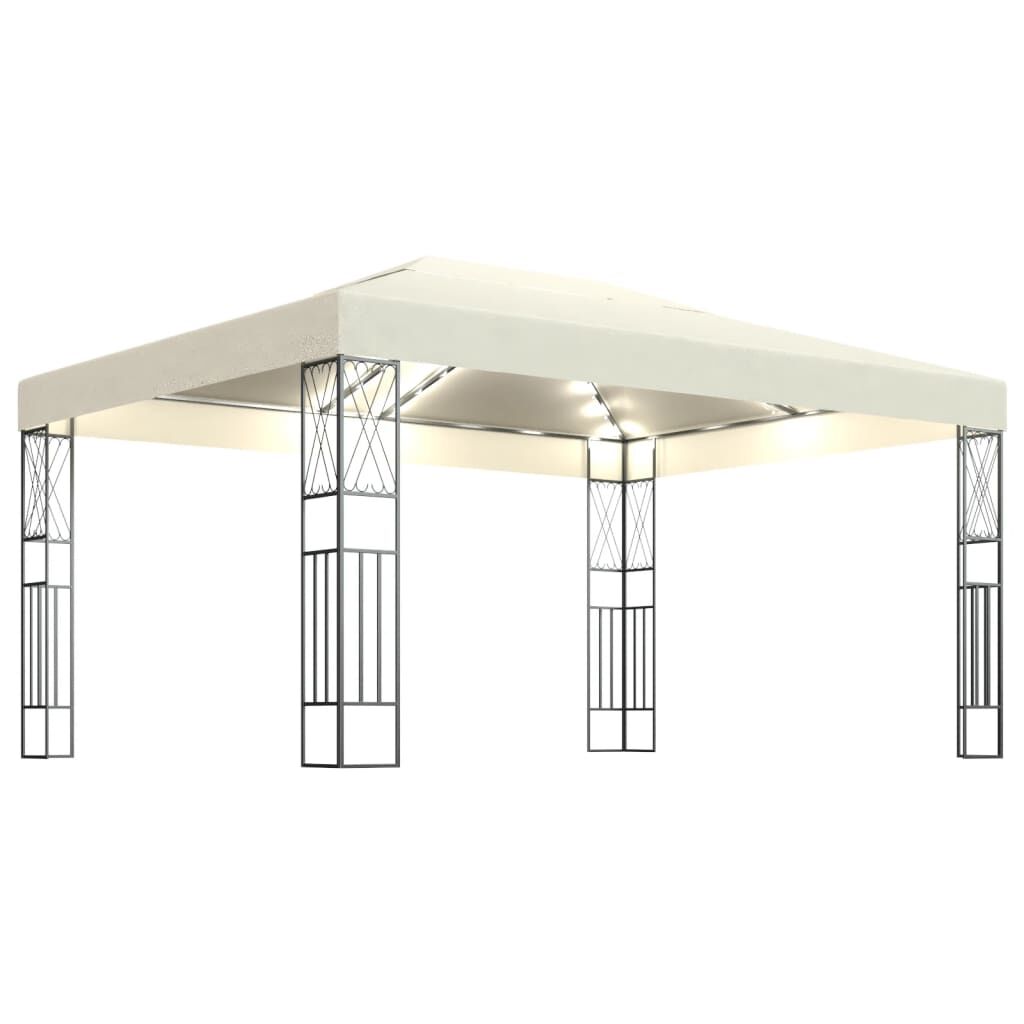 vidaXL Κιόσκι με Φωτάκια LED Κρεμ 3 x 4 μ. Υφασμάτινο