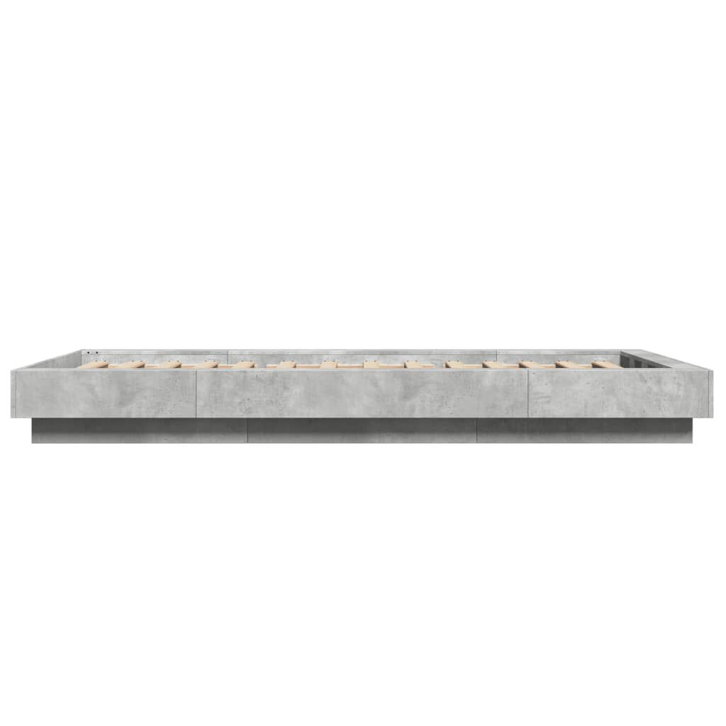 vidaXL Πλαίσιο Κρεβατιού με LED Γκρι Σκυρ. 90x200 εκ. Επεξεργ. Ξύλο