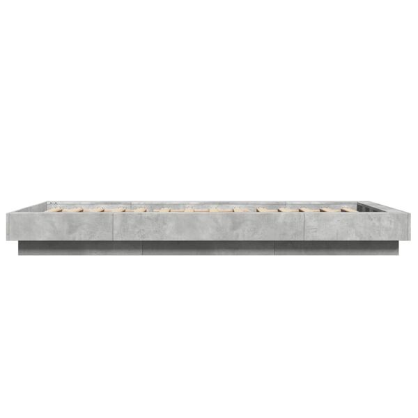 vidaXL Πλαίσιο Κρεβατιού με LED Γκρι Σκυρ. 90x200 εκ. Επεξεργ. Ξύλο