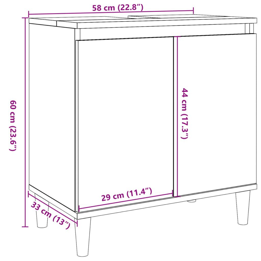 vidaXL Ντουλάπι Νιπτήρα τεχνίτης Δρυς 58x33x60 εκ. Επεξεργασμένο Ξύλο
