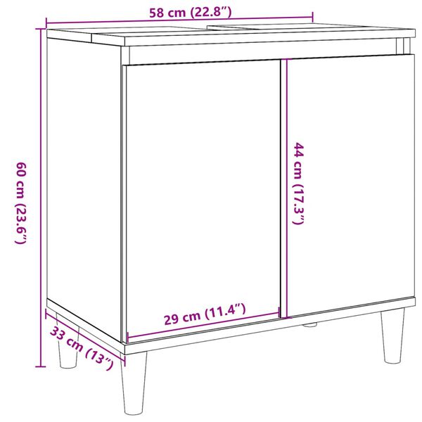 vidaXL Ντουλάπι Νιπτήρα τεχνίτης Δρυς 58x33x60 εκ. Επεξεργασμένο Ξύλο