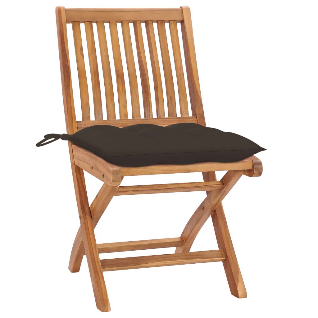 vidaXL Καρέκλες Κήπου 2 τεμ. από Μασίφ Ξύλο Teak με Taupe Μαξιλάρια