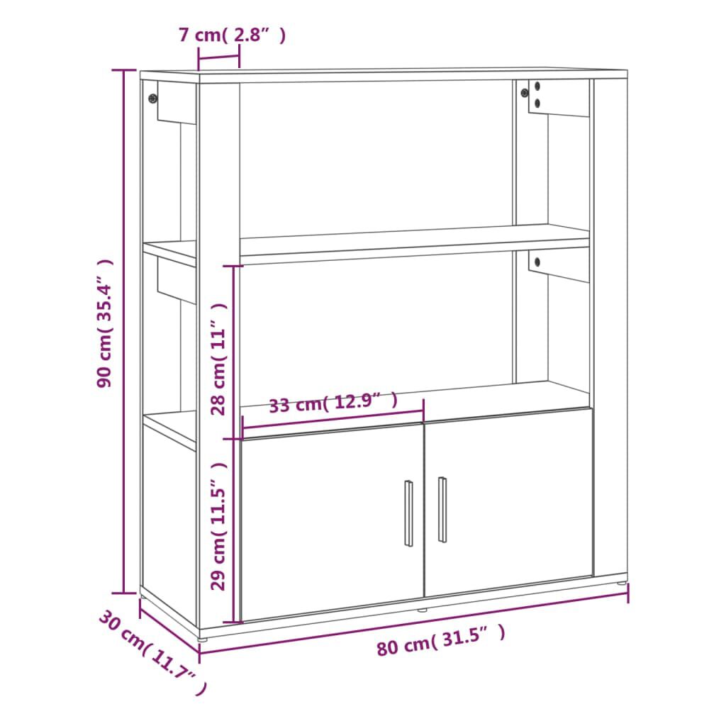 vidaXL Ντουλάπι Καφέ Δρυς 80x30x90 εκ. από Επεξεργασμένο Ξύλο