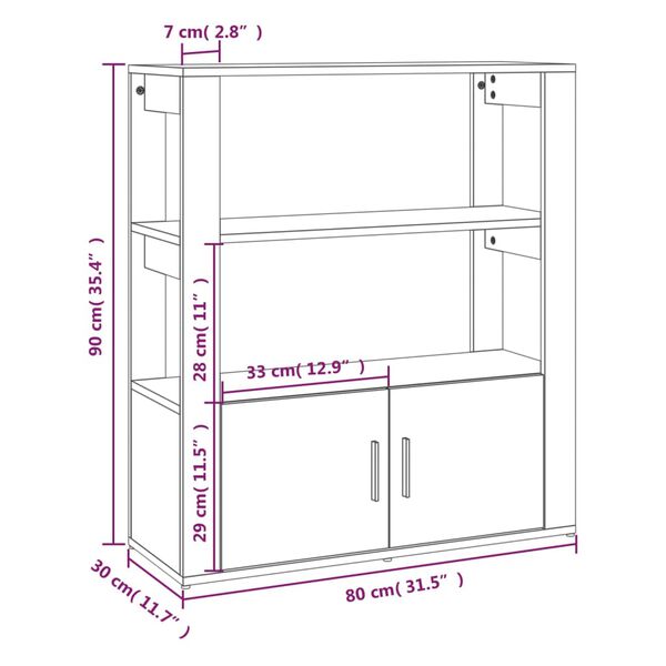 vidaXL Ντουλάπι Καφέ Δρυς 80x30x90 εκ. από Επεξεργασμένο Ξύλο