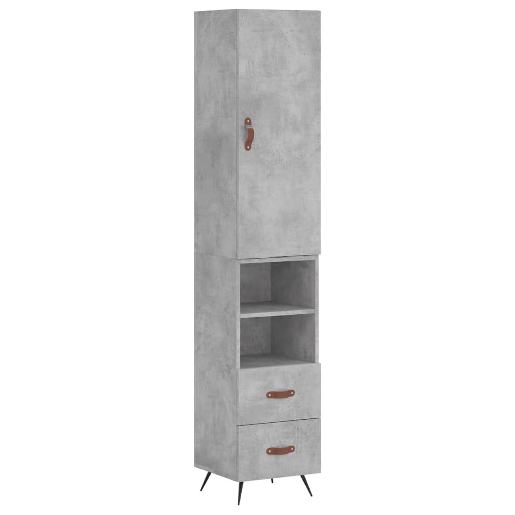 vidaXL Ντουλάπι Γκρι Σκυροδέματος 34,5x34x180 εκ. Επεξεργασμένο Ξύλο