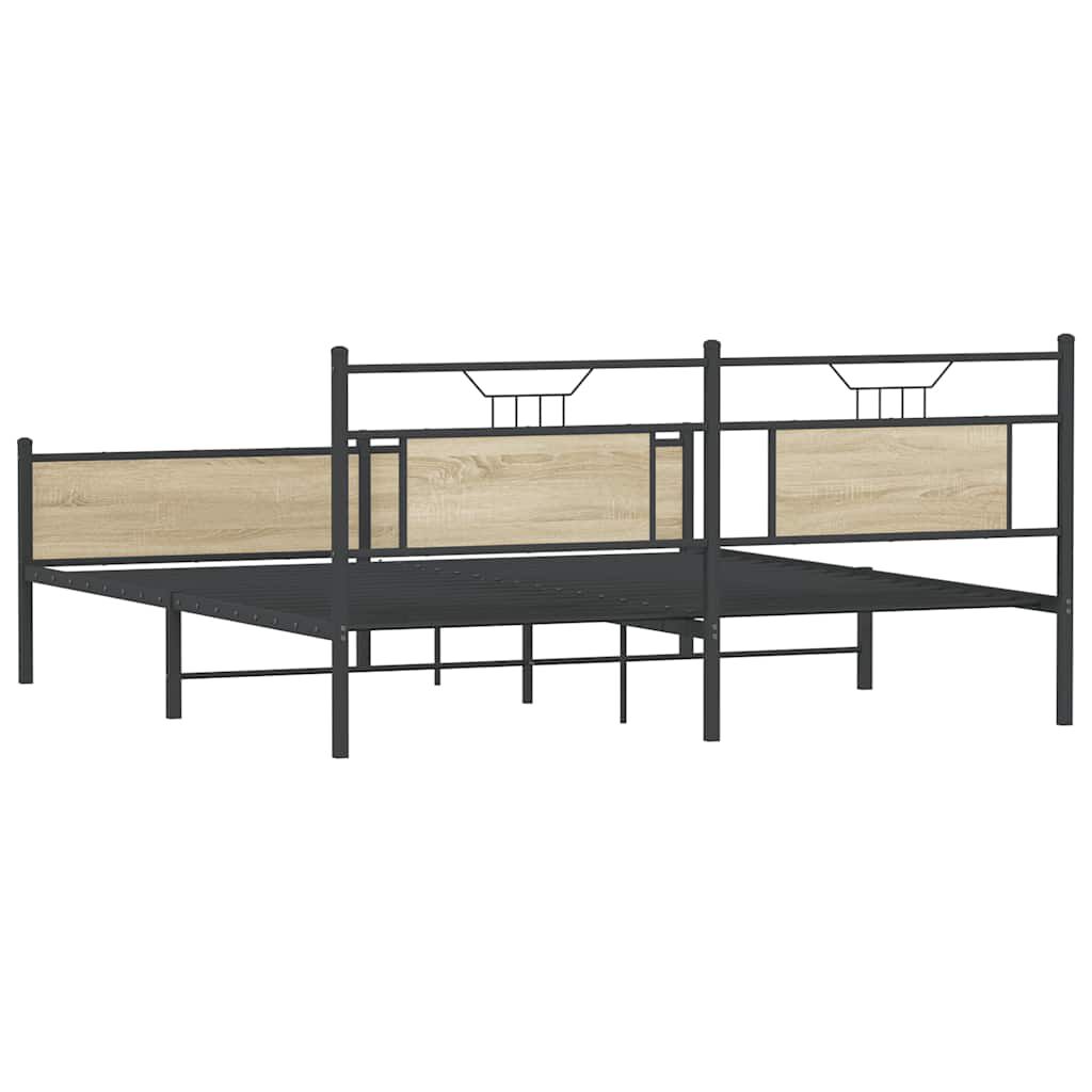 vidaXL Σκελετός Κρεβ. Χωρίς Στρώμα Sonoma Δρυς 160x200 εκ. Μεταλλικό
