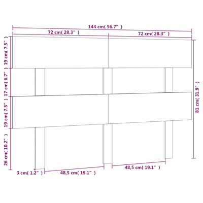 vidaXL Κεφαλάρι Κρεβατιού Μαύρο 144 x 3 x 81 εκ. Μασίφ Ξύλο Πεύκου