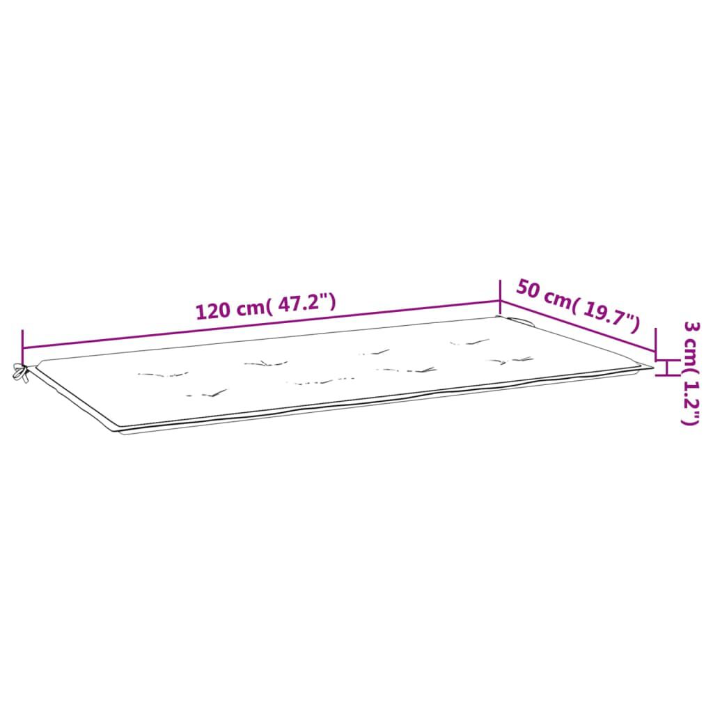 vidaXL Μαξιλάρι Πάγκου Κήπου Μπλε 120x50x3 εκ. Ύφασμα Oxford
