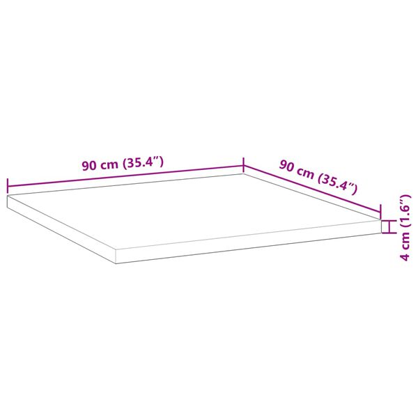vidaXL Επιφάνεια Τραπεζιού Τετράγωνη 90x90x4 εκ. Μασίφ Ξύλο Ακακίας