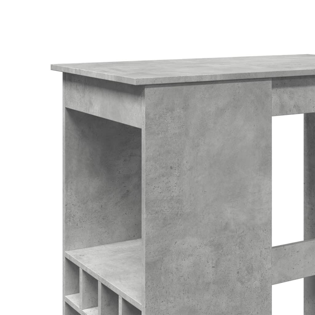 vidaXL Τραπέζι Μπαρ με Ράφια Γκρι Σκυρ. 90x47,5x103,5 εκ Επεξεργ. Ξύλο