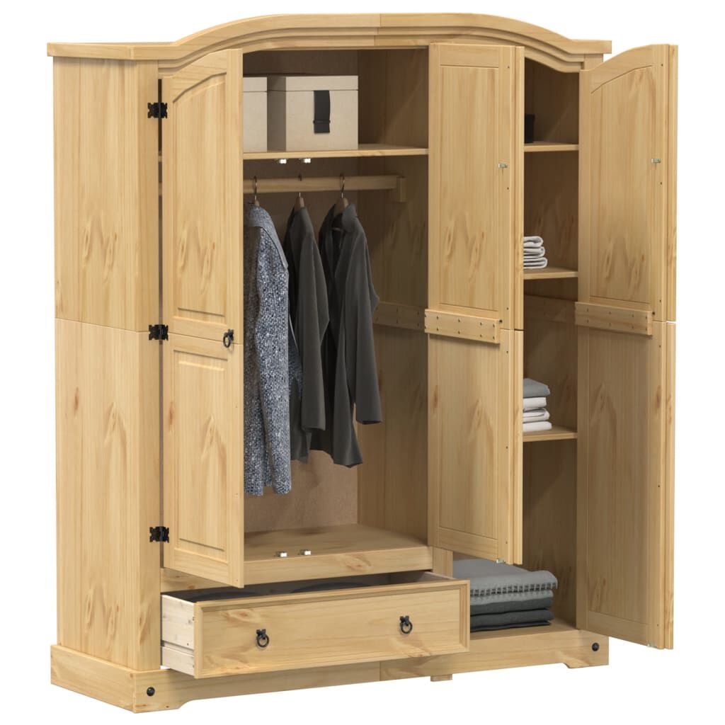 vidaXL Ντουλάπα Corona 151,5x52x186 εκ. από Μασίφ Ξύλο Πεύκου