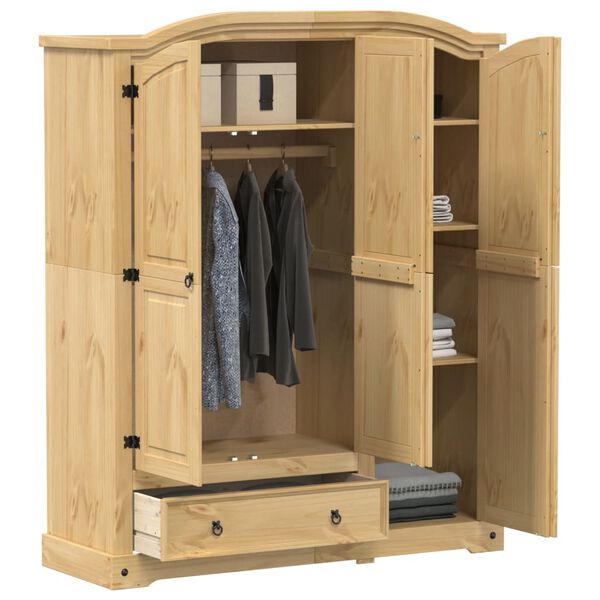 vidaXL Ντουλάπα Corona 151,5x52x186 εκ. από Μασίφ Ξύλο Πεύκου