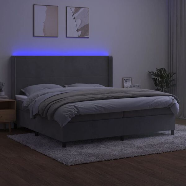 vidaXL &Kappa;&rho;&epsilon;&beta;ά&tau;&iota; Boxspring &mu;&epsilon; &Sigma;&tau;&rho;ώ&mu;&alpha; & LED &Alpha;&nu;.&Gamma;&kappa;&rho;&iota; 200x200 &epsilon;&kappa;. &Beta;&epsilon;&lambda;&omicron;ύ&delta;&iota;&nu;&omicron;