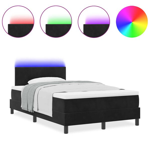 vidaXL Κρεβάτι με ελατήρια με στρώμα Μαύρο 120 x 190 cm Βελούδο