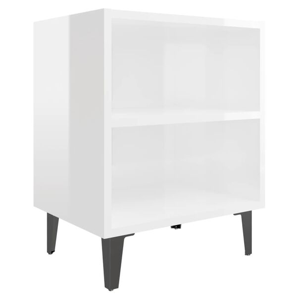 vidaXL Κομοδίνo Γυαλιστερό Λευκό 40 x 30 x 50 εκ. με Μεταλλικά Πόδια