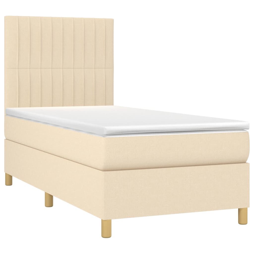 vidaXL Κρεβάτι Boxspring με Στρώμα Κρεμ 100 x 200 εκ. Υφασμάτινο