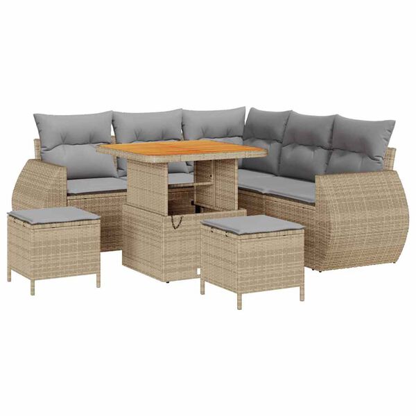 vidaXL Σετ Καναπέ Κήπου 8 pcs Μπεζ συνθετικό ρατάν