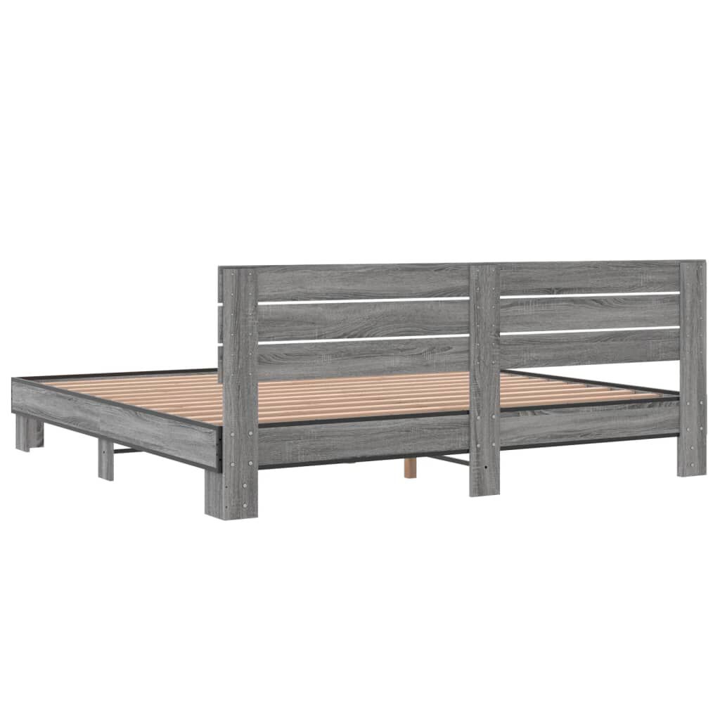 vidaXL Πλαίσιο Κρεβατιού Γκρι Sonoma 200x200 εκ. Επεξ. Ξύλο & Μέταλλο