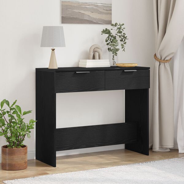 vidaXL Τραπέζι κονσόλας Μαύρη δρυς 90 x 36 x 75 εκ. Επεξεργασμένο ξύλο