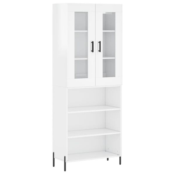 vidaXL Ντουλάπι Γυαλιστερό Λευκό 69,5x34x180 εκ. Επεξεργασμένο Ξύλο