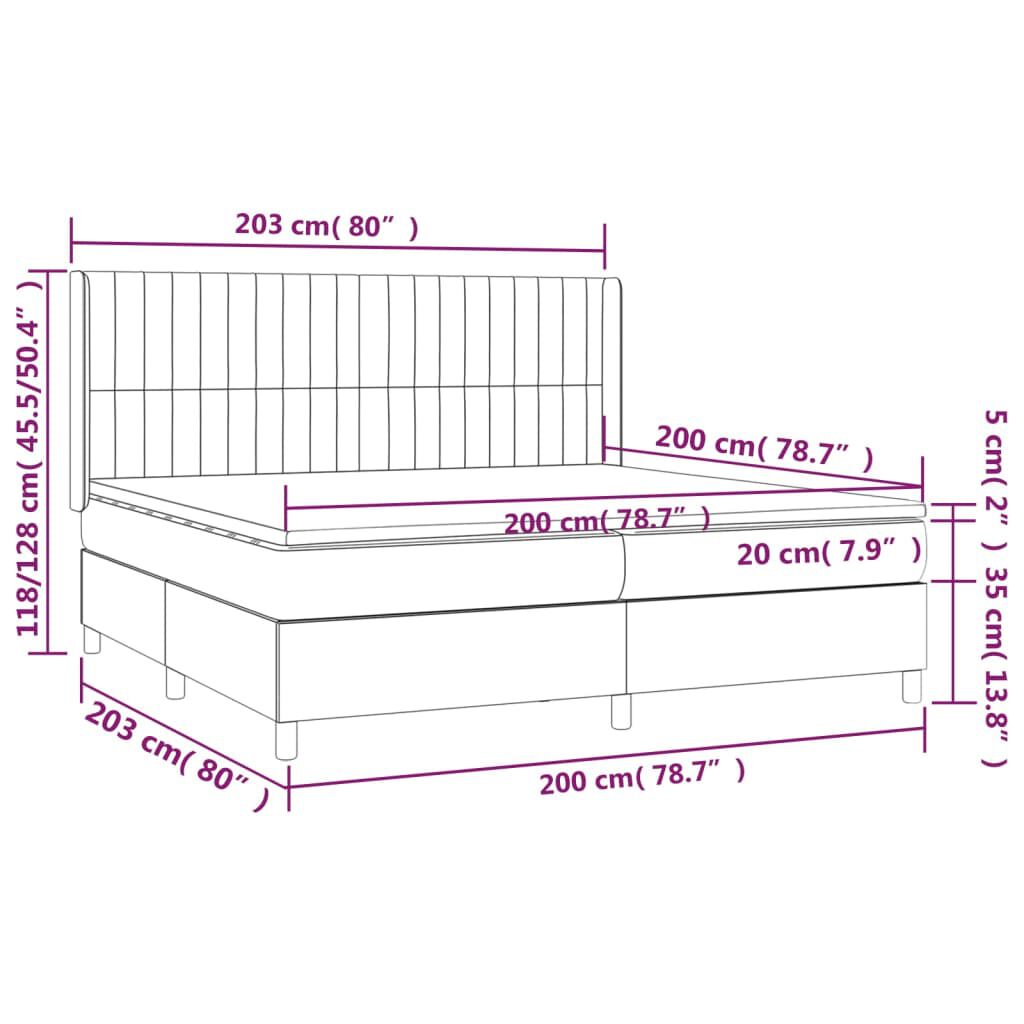 vidaXL Κρεβάτι Boxspring με Στρώμα Σκούρο Πράσινο 200x200εκ. Βελούδινο