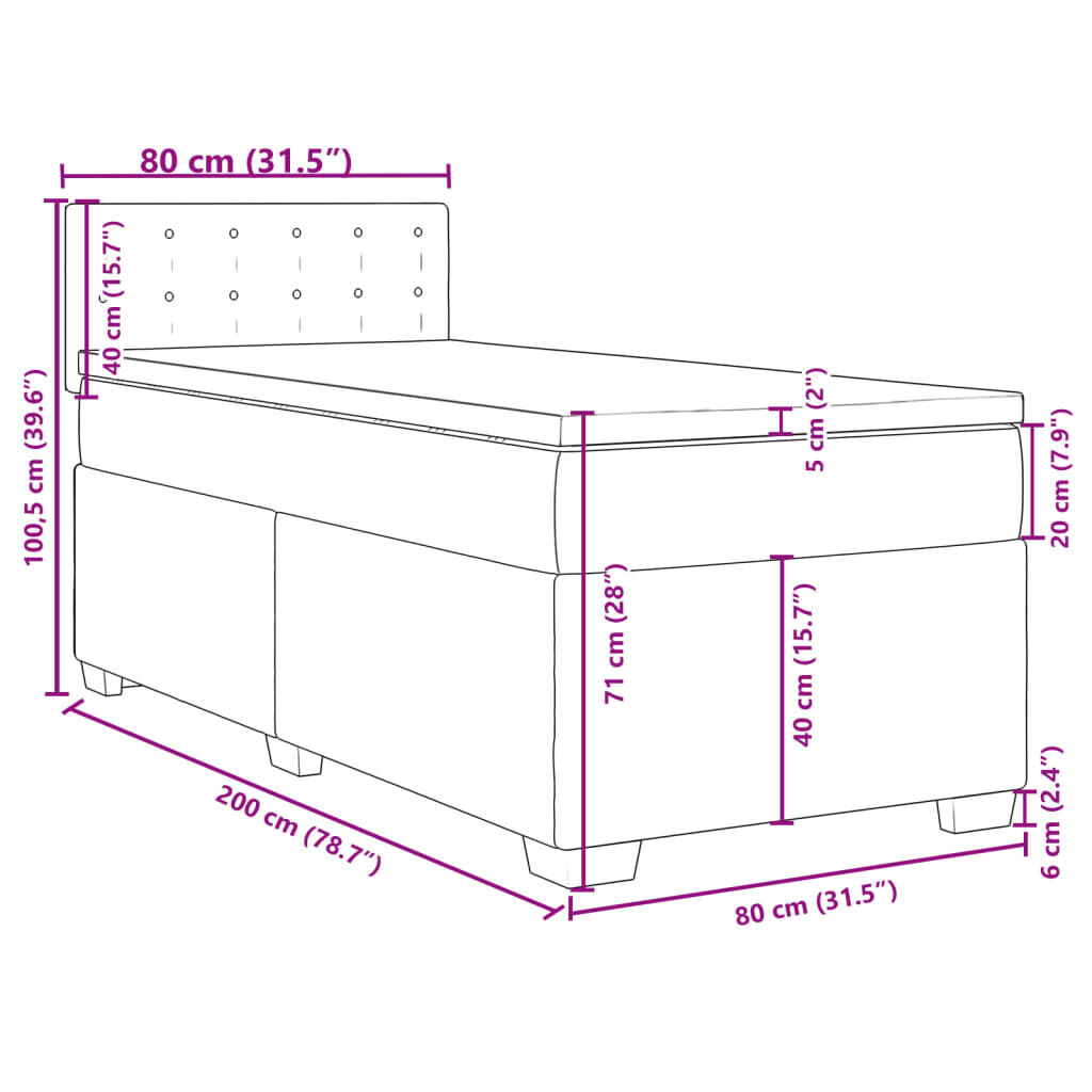 vidaXL Κρεβάτι Boxspring με Στρώμα Καπουτσίνο 80x200 εκ. Συνθ. Δέρμα