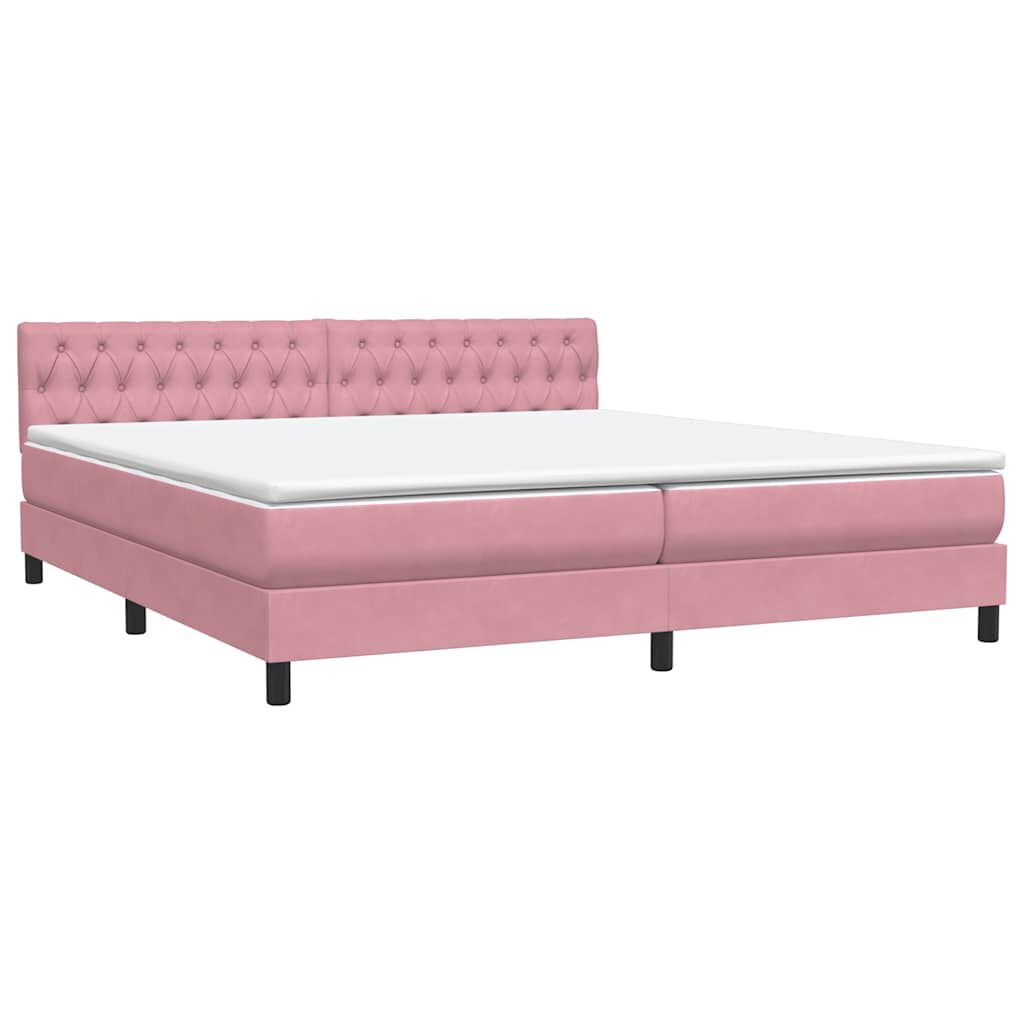 vidaXL Box Spring κρεβάτι με στρώμα ροζ 180x220 cm Βελούδινο