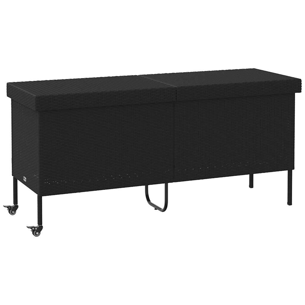 vidaXL Κουτί Αποθήκευσης Κήπου με Ρόδες 160x55x75 εκ. Συνθετικό Ρατάν