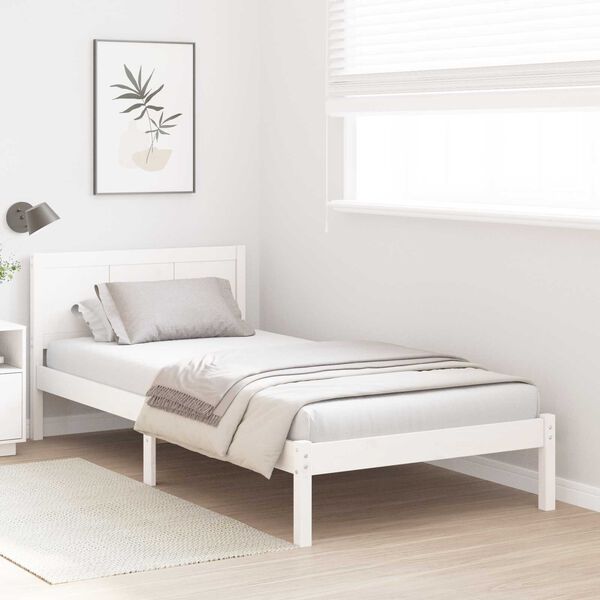 vidaXL Σκελετός Κρεβατιού Λευκό 90 x 200 cm Μασίφ ξύλο πεύκου