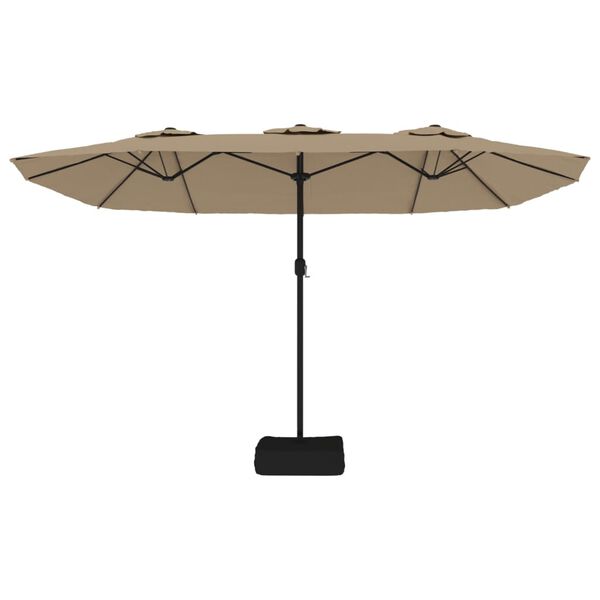 vidaXL Ομπρέλα Κήπου με Διπλή Κορυφή και LED Taupe 449 x 265 εκ.