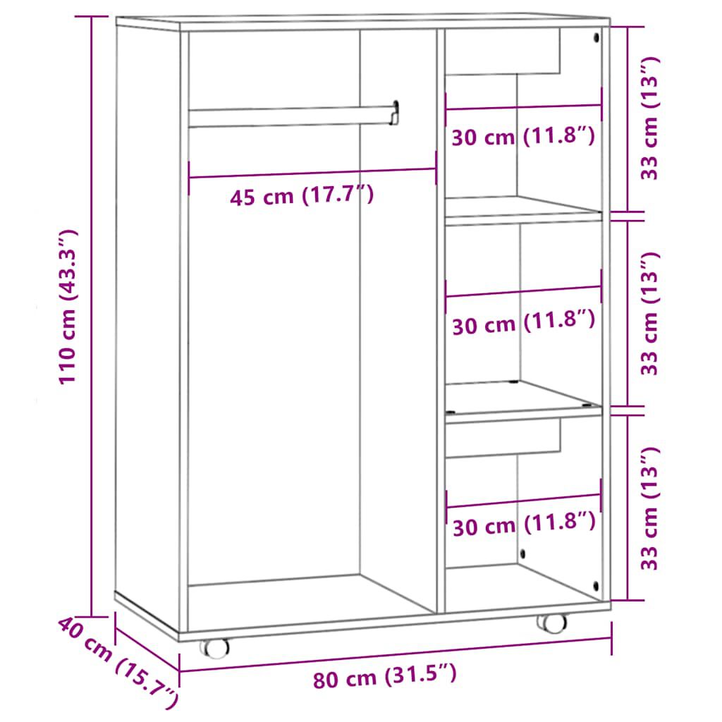 vidaXL Ντουλάπα Καφέ Δρυς 80 x 40 x 110 εκ. από Επεξεργασμένο Ξύλο